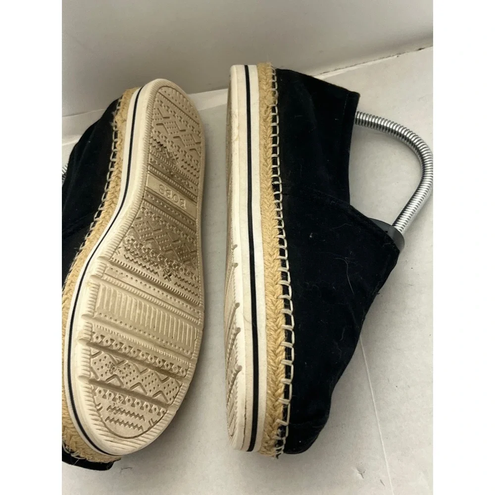 Skechers BOBS‎ Black Canvas Espadrille Slip On Flats Memory Foam Womens 8M